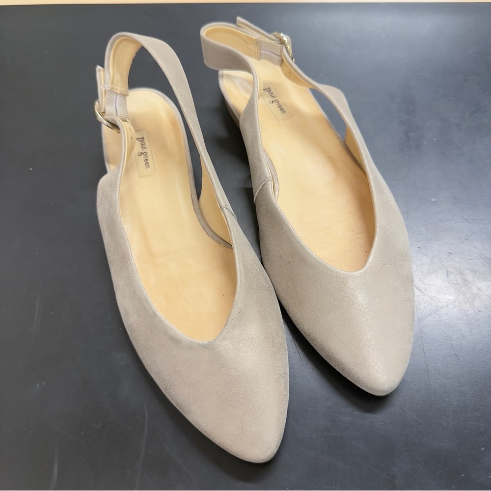 Paul Green Taupe Slingback Pointed-Toe Flats size 6.5 UK 9 US see chart